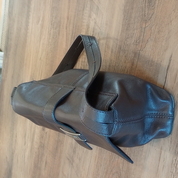 Kenneth Cole Genuine Leather Shoulder Handbag Color:Chocolate Brown - Picture 4 of 11